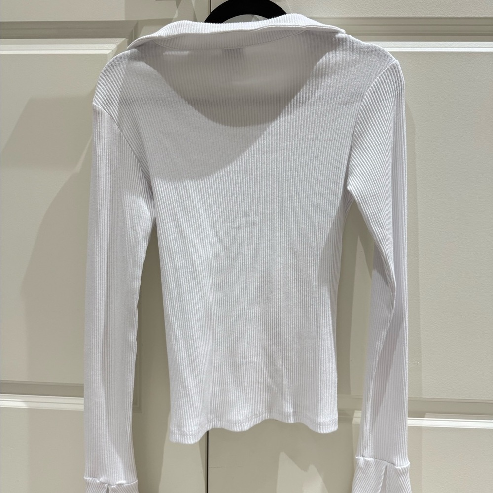 PRINCESS POLLY White Ribbed Button-Up Top - Picture 4 of 4